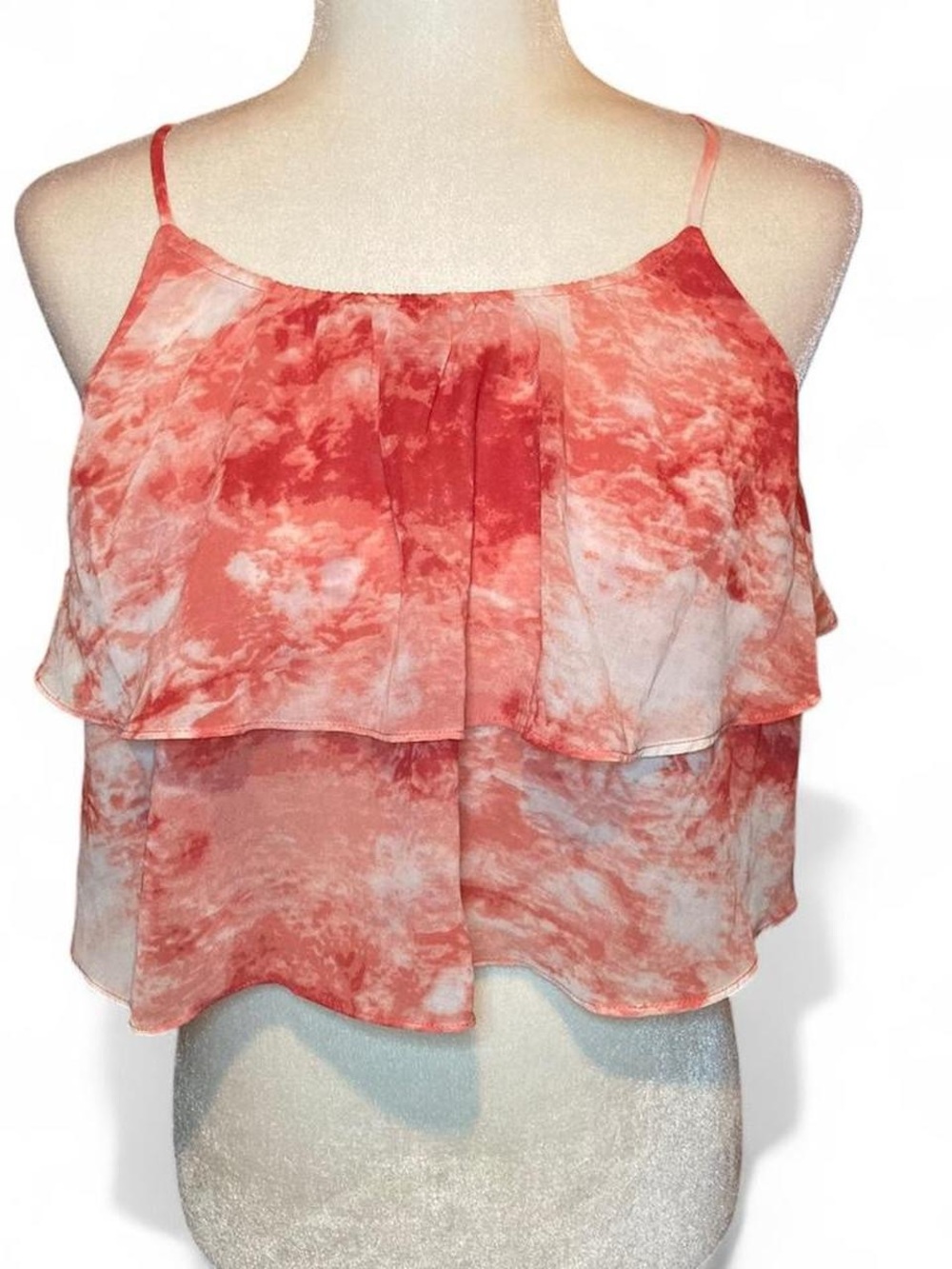 Papermoon Coral & White Layered Ruffle Camisole